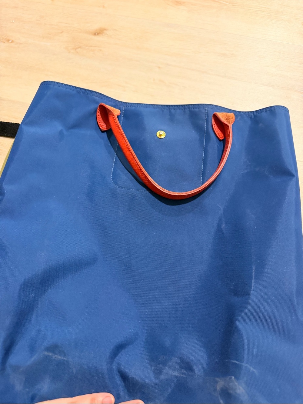 Medium Le Pliage Original Tote Bag Blue with red Handles